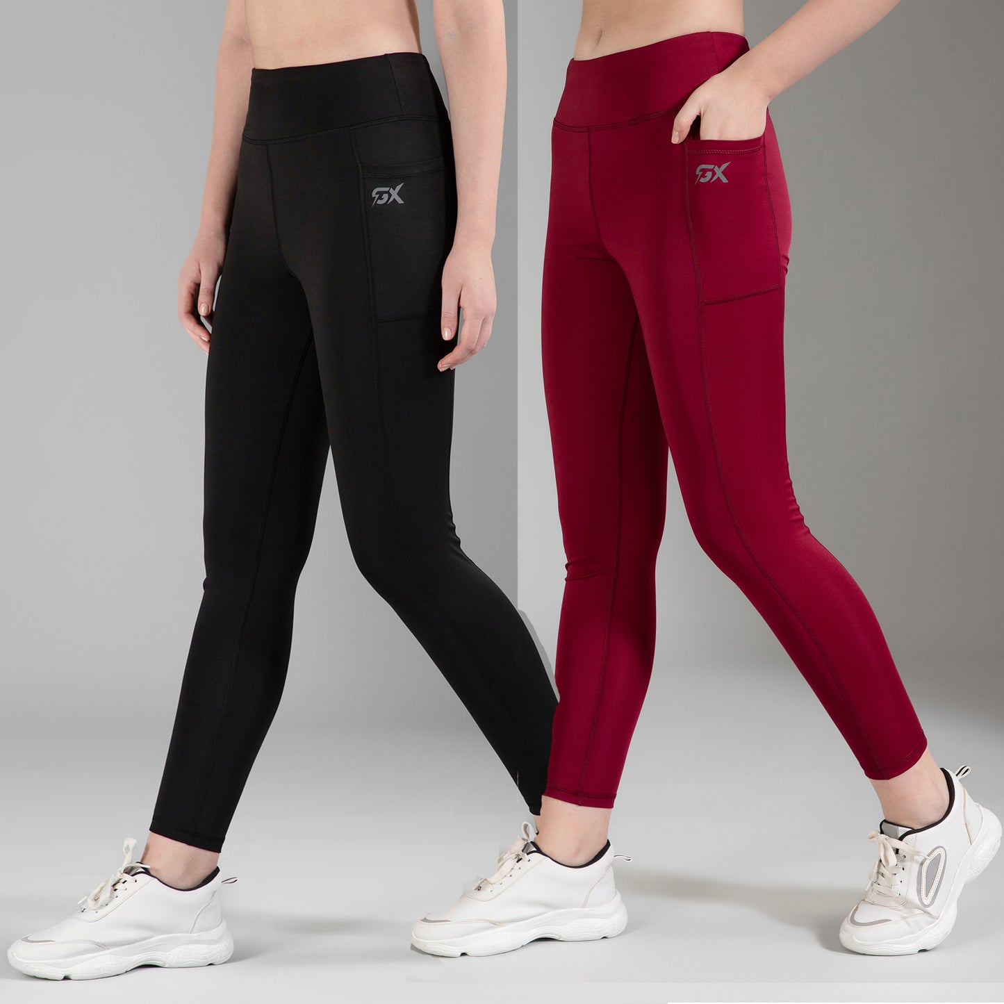 Black & Maroon Combo Leggings