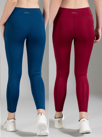 Blue & Maroon Combo Leggings