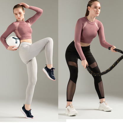 Light Grey & Black Mesh Combo Leggings