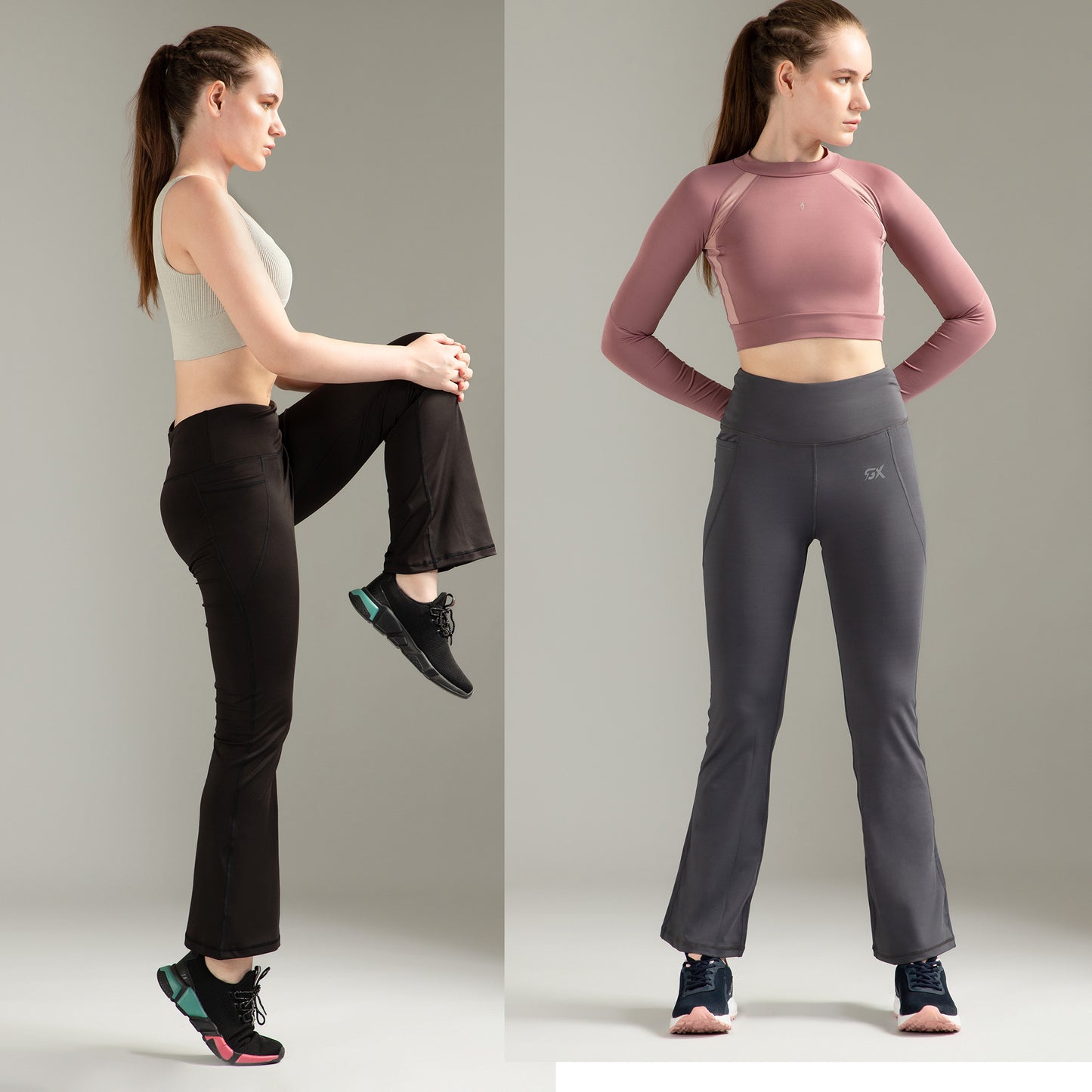Super Flare Pants Black and Dark Grey Combo