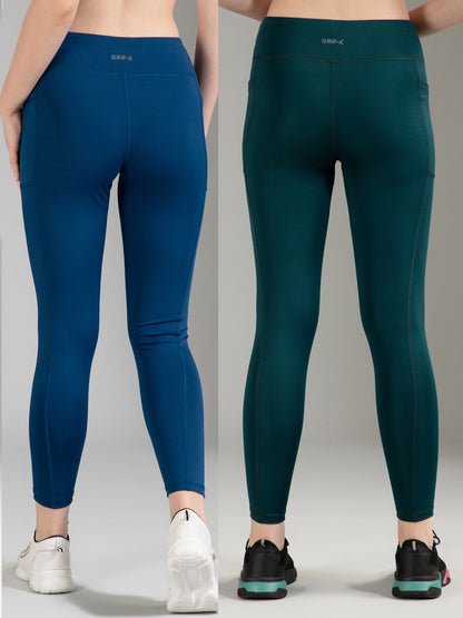 Blue & Dark Green Combo Leggings