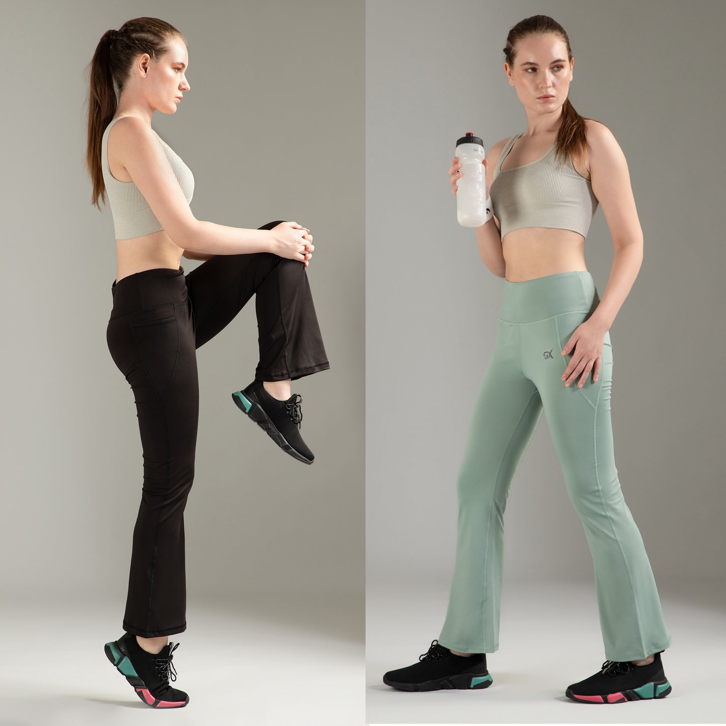 Super Flare Pants Black & Pista Combo