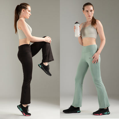 Super Flare Pants Black & Pista Combo
