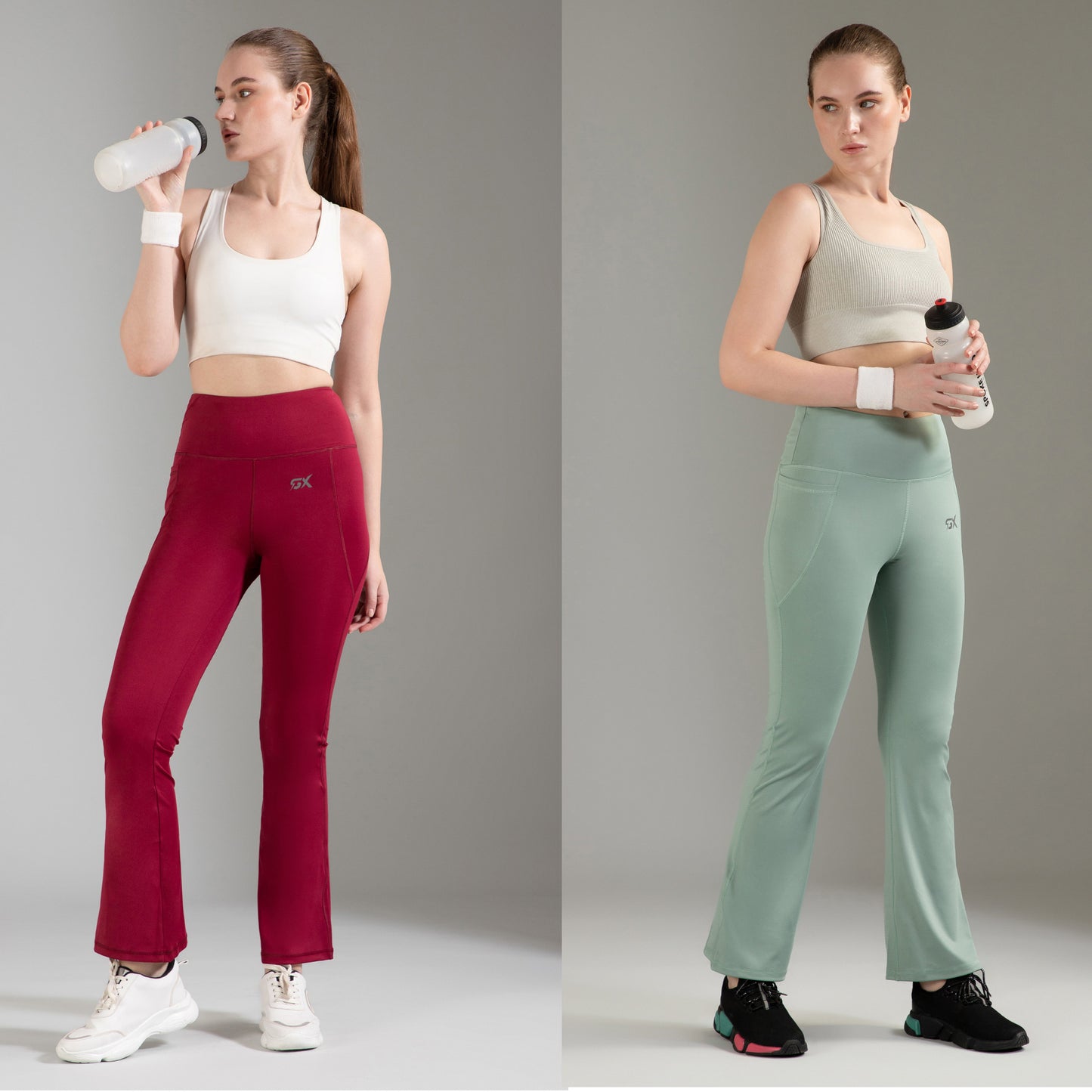 Super Flare Pants Maroon & Pista Combo