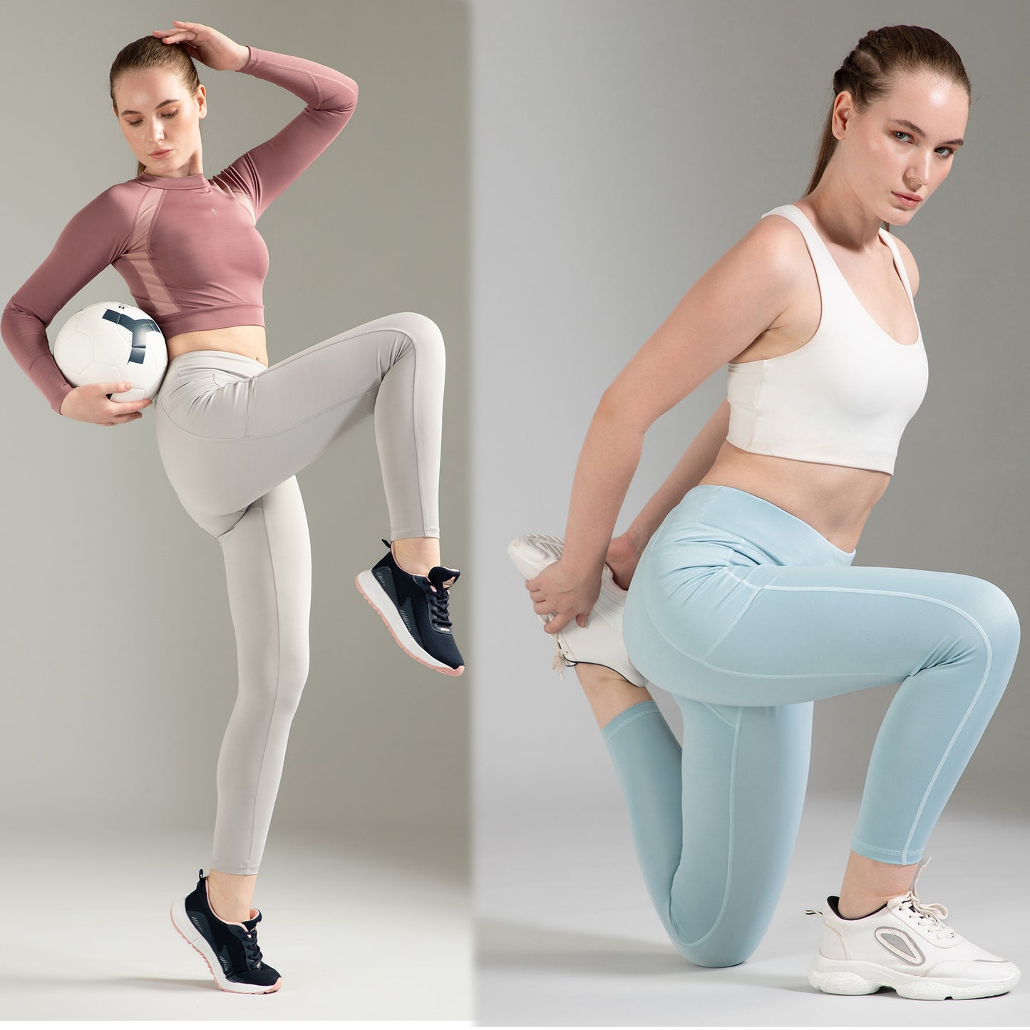 Light Grey & Sea Green Combo Leggings