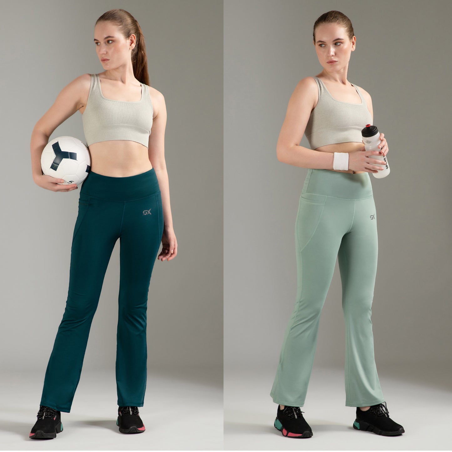 Super Flare Pants Dark green & Pista Combo