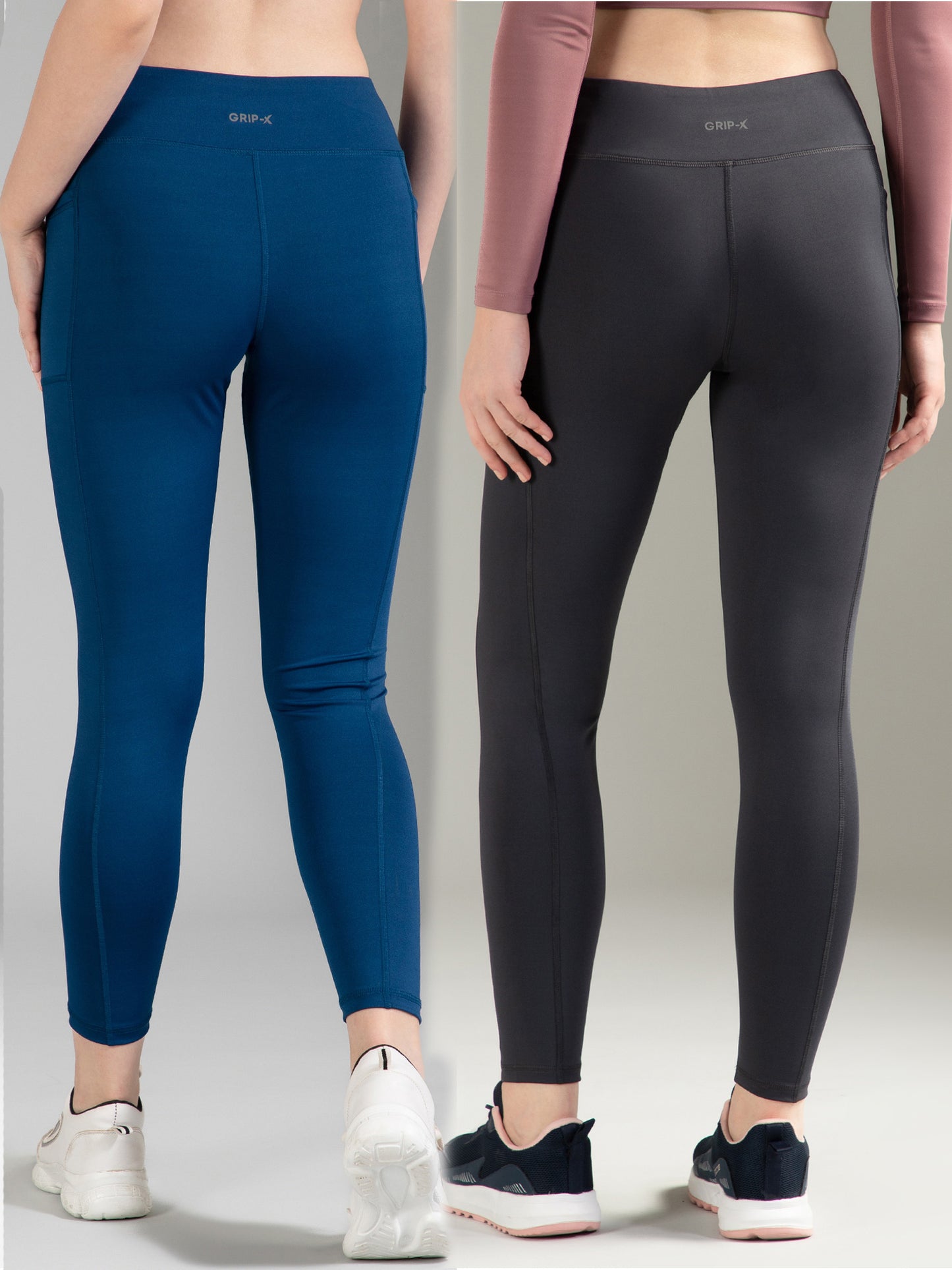 Blue & Dark Grey Combo Leggings