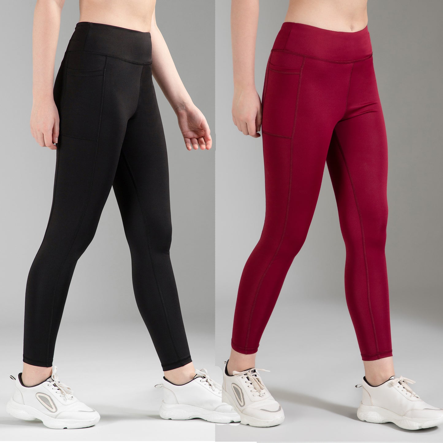 Black & Maroon Combo Leggings