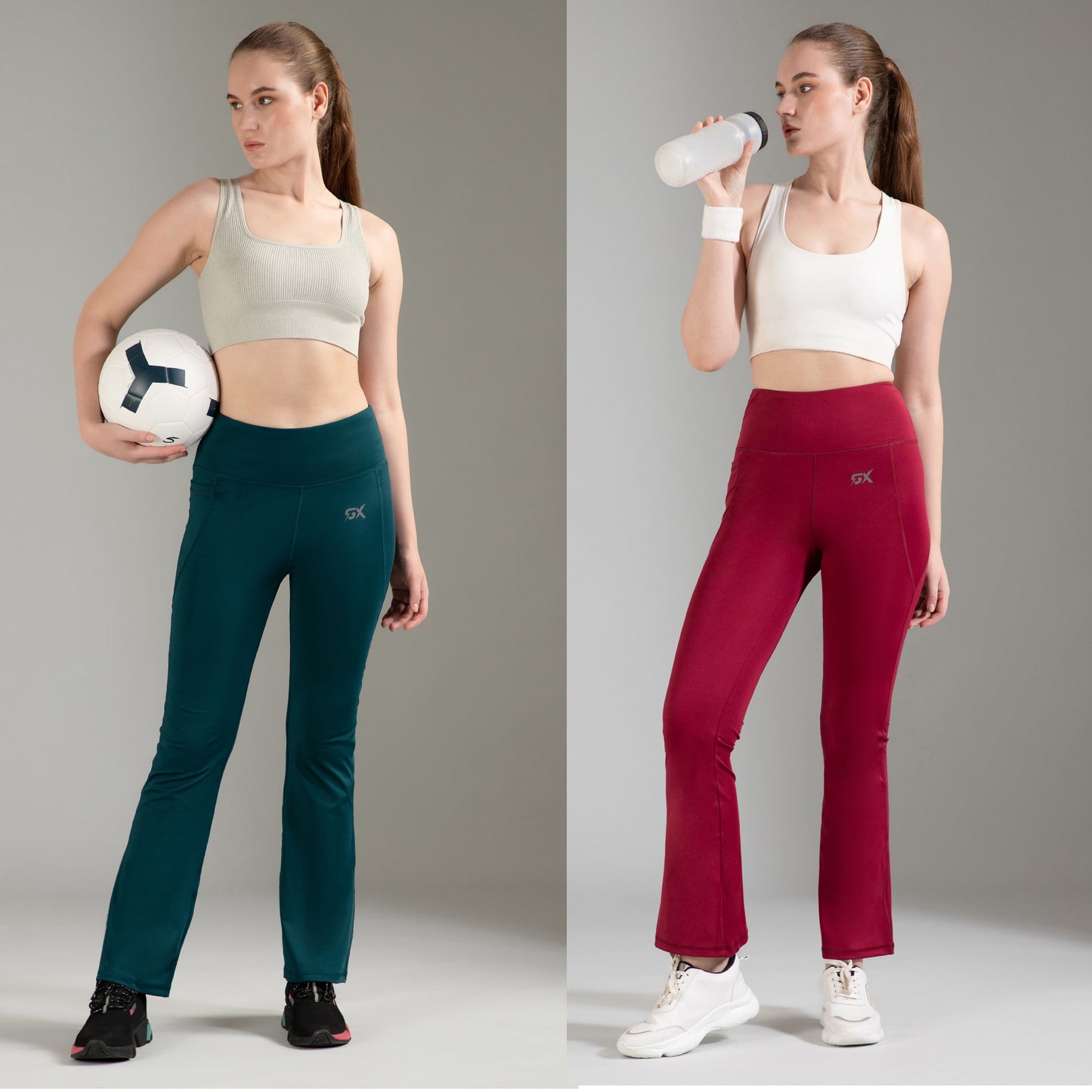 Super Flare Pants Dark Grey & Maroon Combo