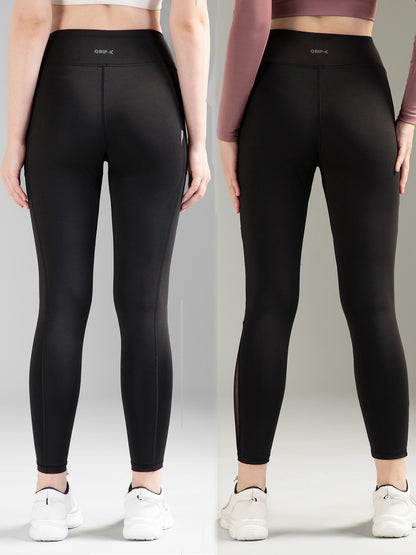 Black & Black Mesh Combo Leggings