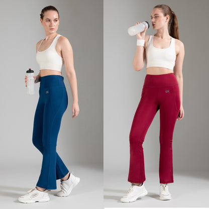 Super Flare Pants Blue & Maroon Combo