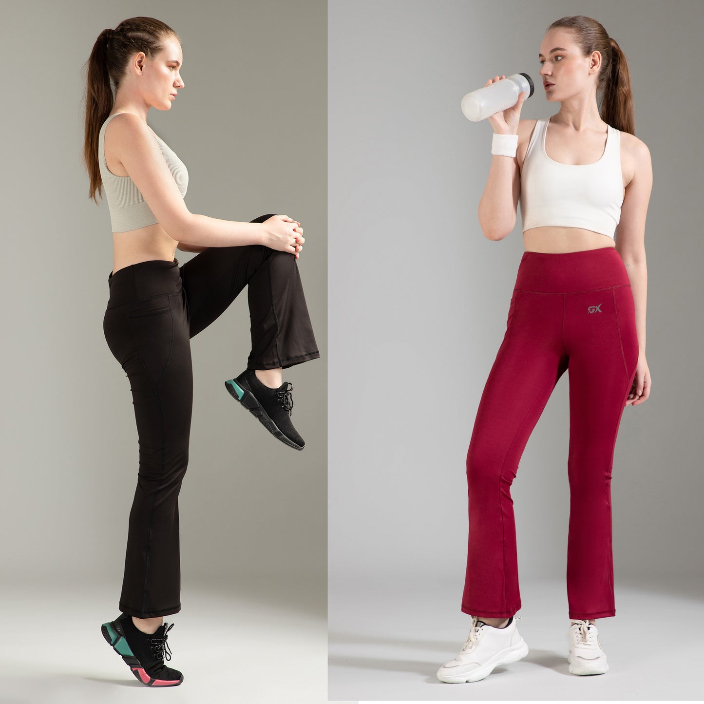 Super Flare Pants Black & Maroon Combo