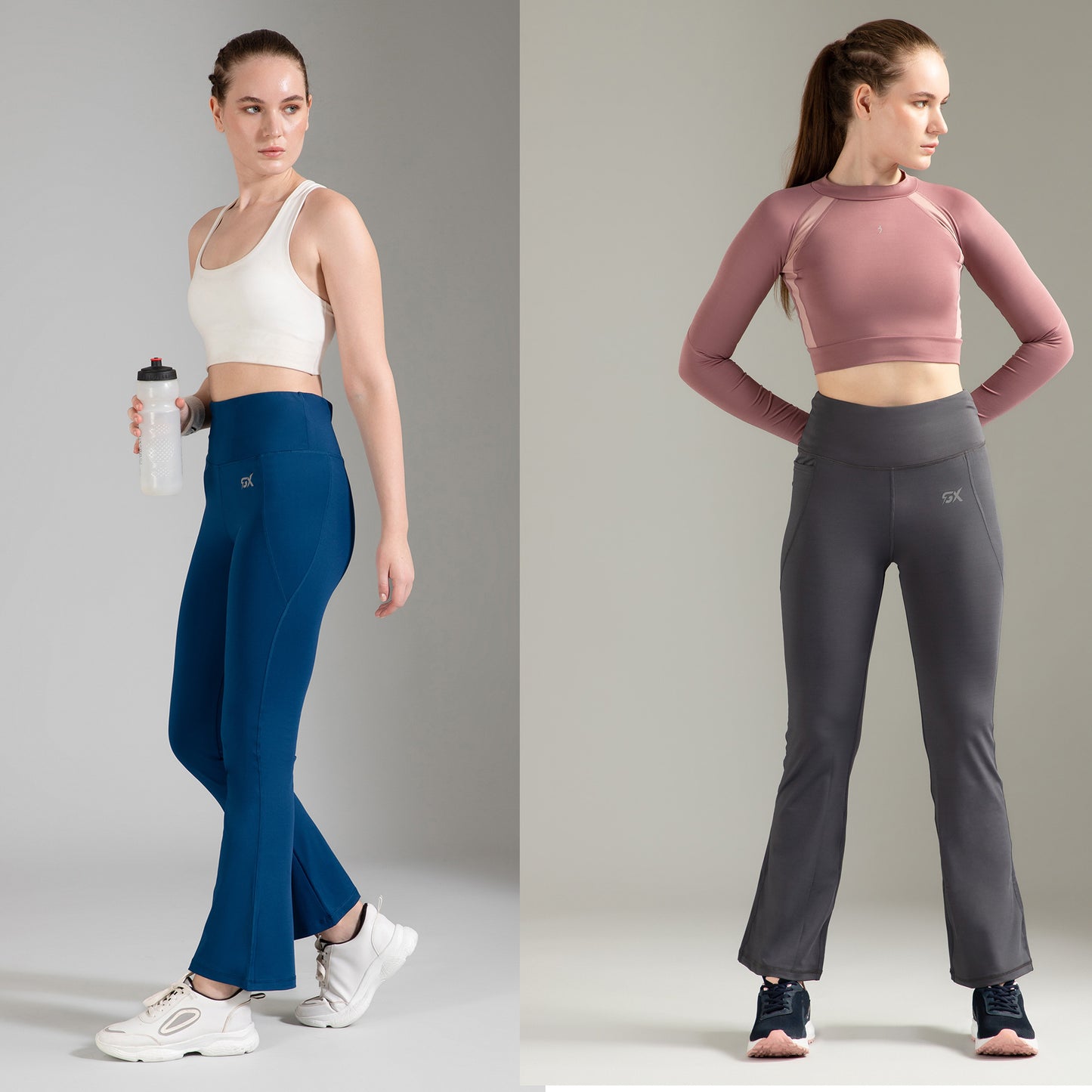 Super Flare Pants Blue & Dark Grey Combo