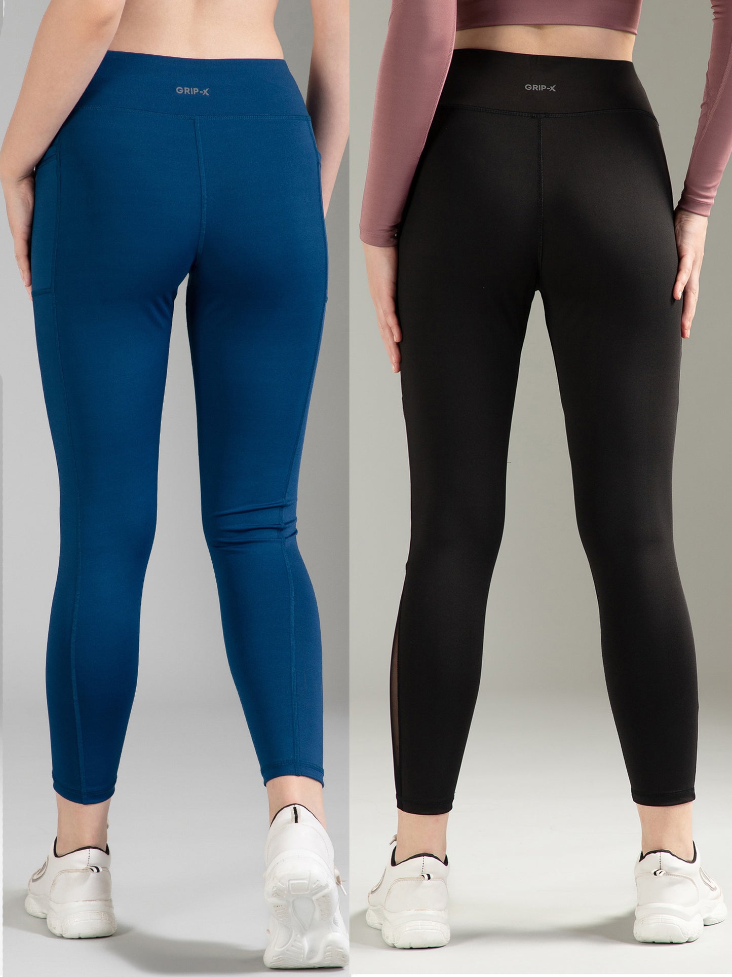 Blue & Black Mesh Combo Leggings