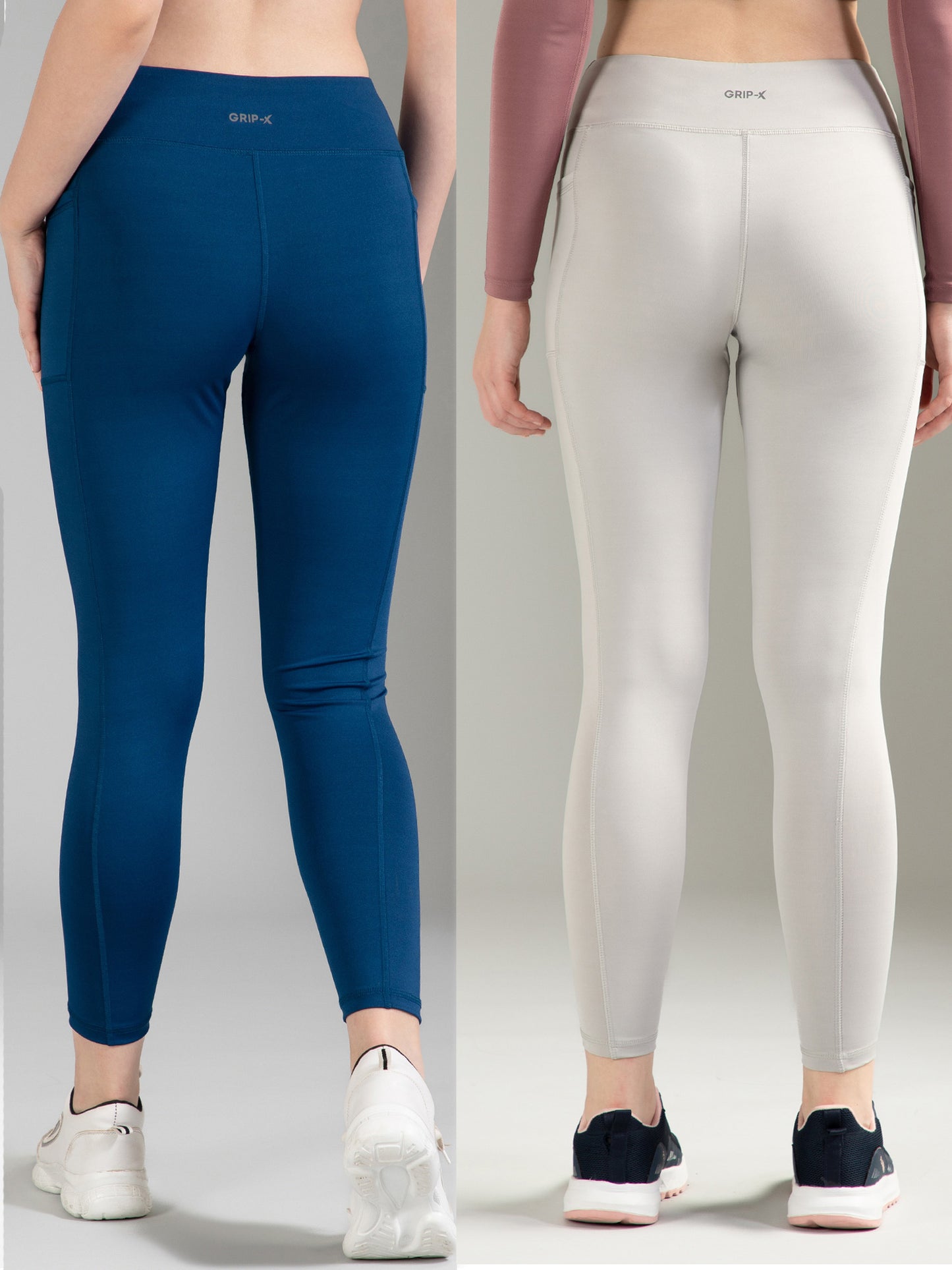 Blue & Light Grey Combo Leggings