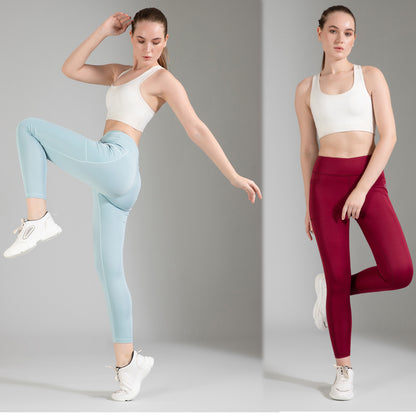 Sea Green & Maroon Combo Leggings