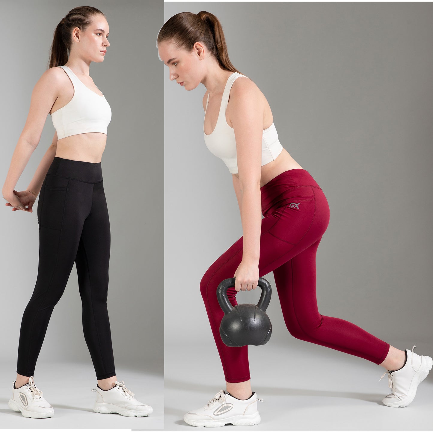 Black & Maroon Combo Leggings
