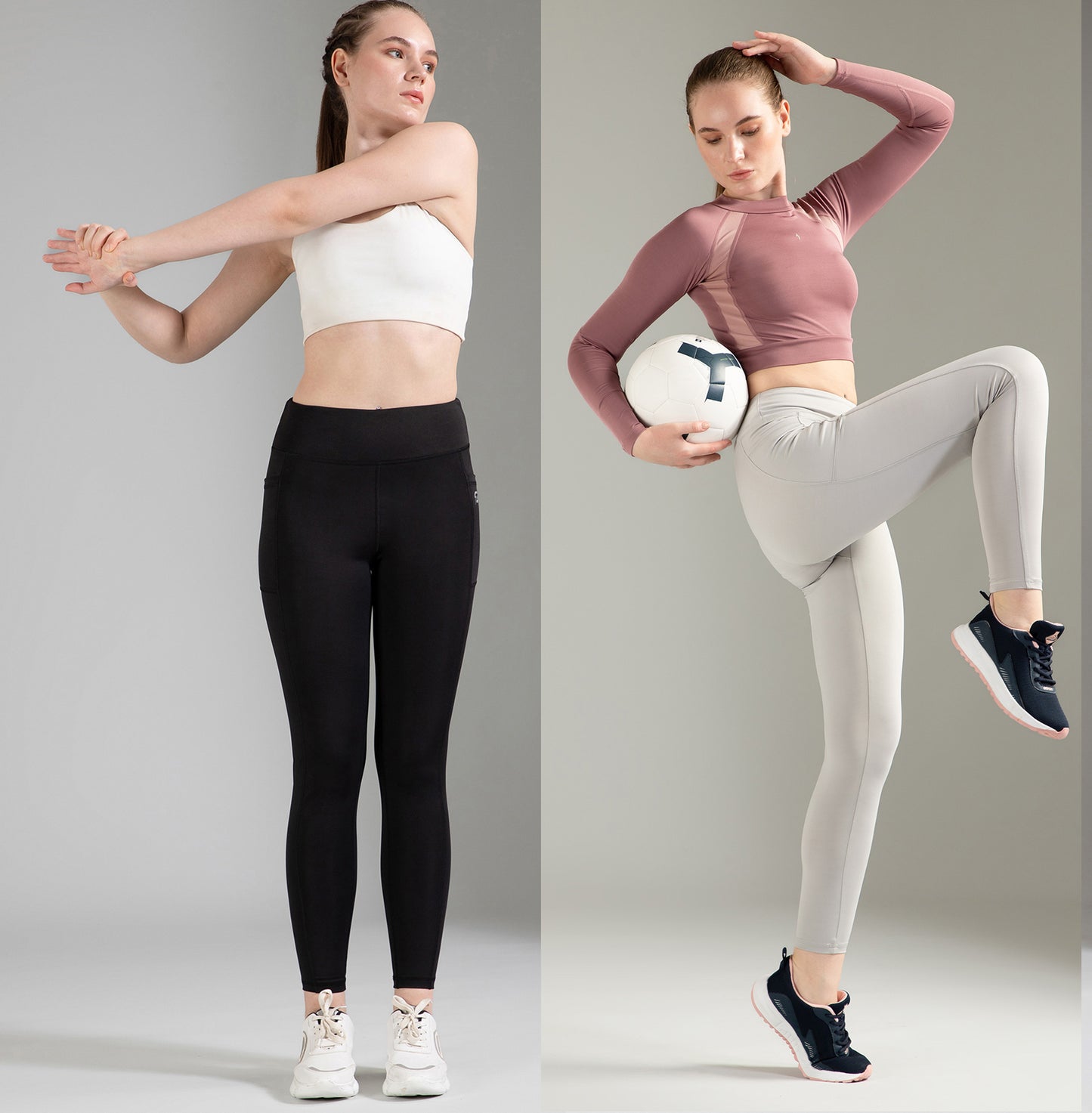 Black & Light Grey Combo Leggings