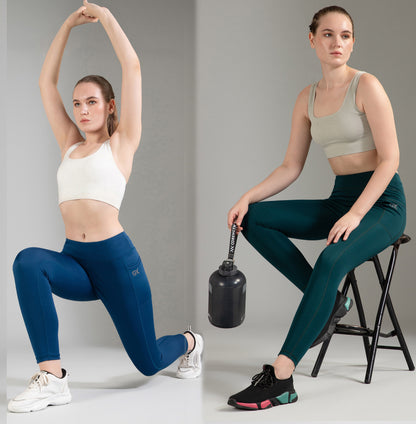Blue & Dark Green Combo Leggings