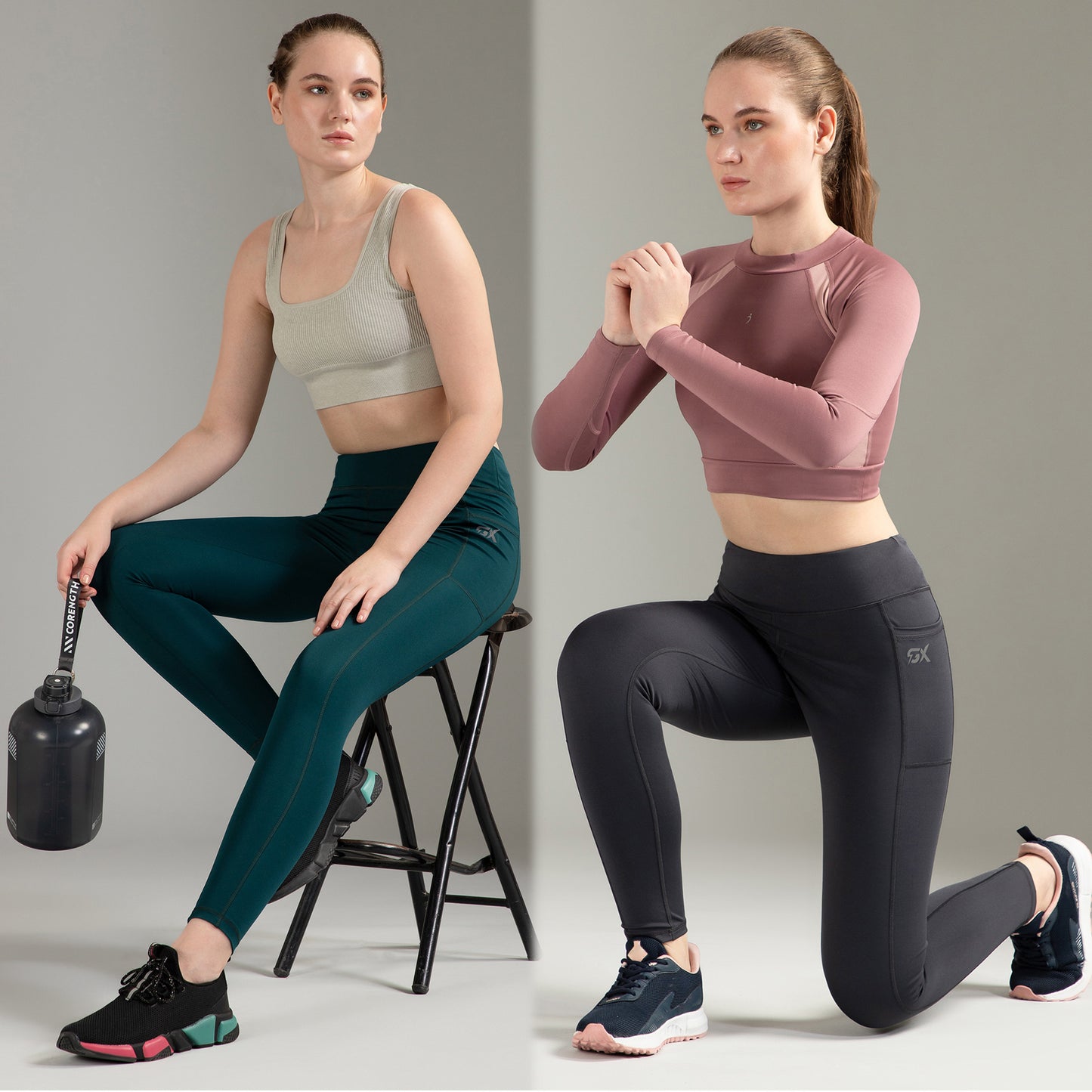 Dark Green & Dark Grey Combo Leggings