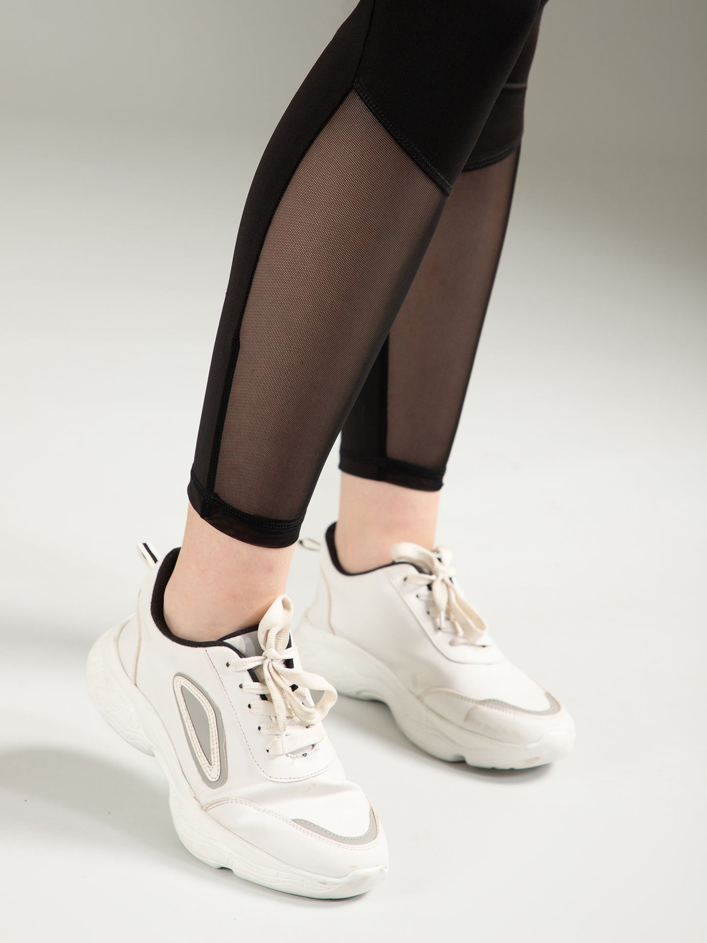 Black Mesh Self Design Legging