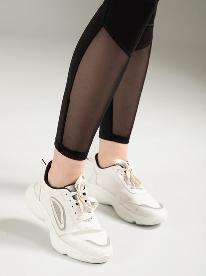Black Mesh Self Design Legging